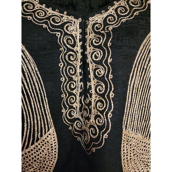 VTG Indian Pakistani African Bollywood Sherwani Caftan Kaftan dashki black gold - Picture 4 of 8